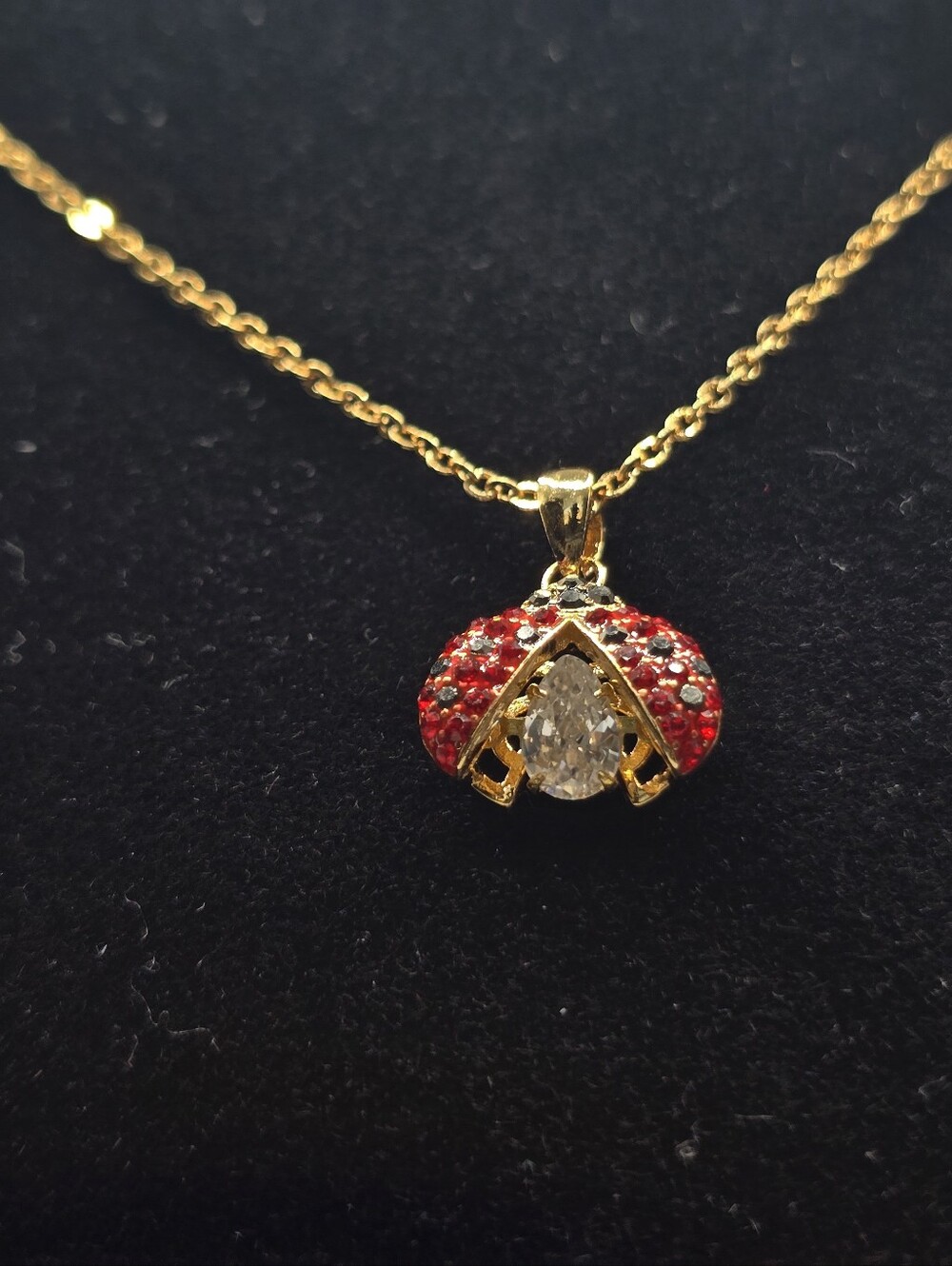 Swarovski Ladybug Pendant Necklace – Red, Black & Clear Crystal, Gold-Tone - Picture 4 of 13